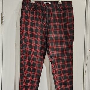 Simply Be Red and Black Checkered Trousers